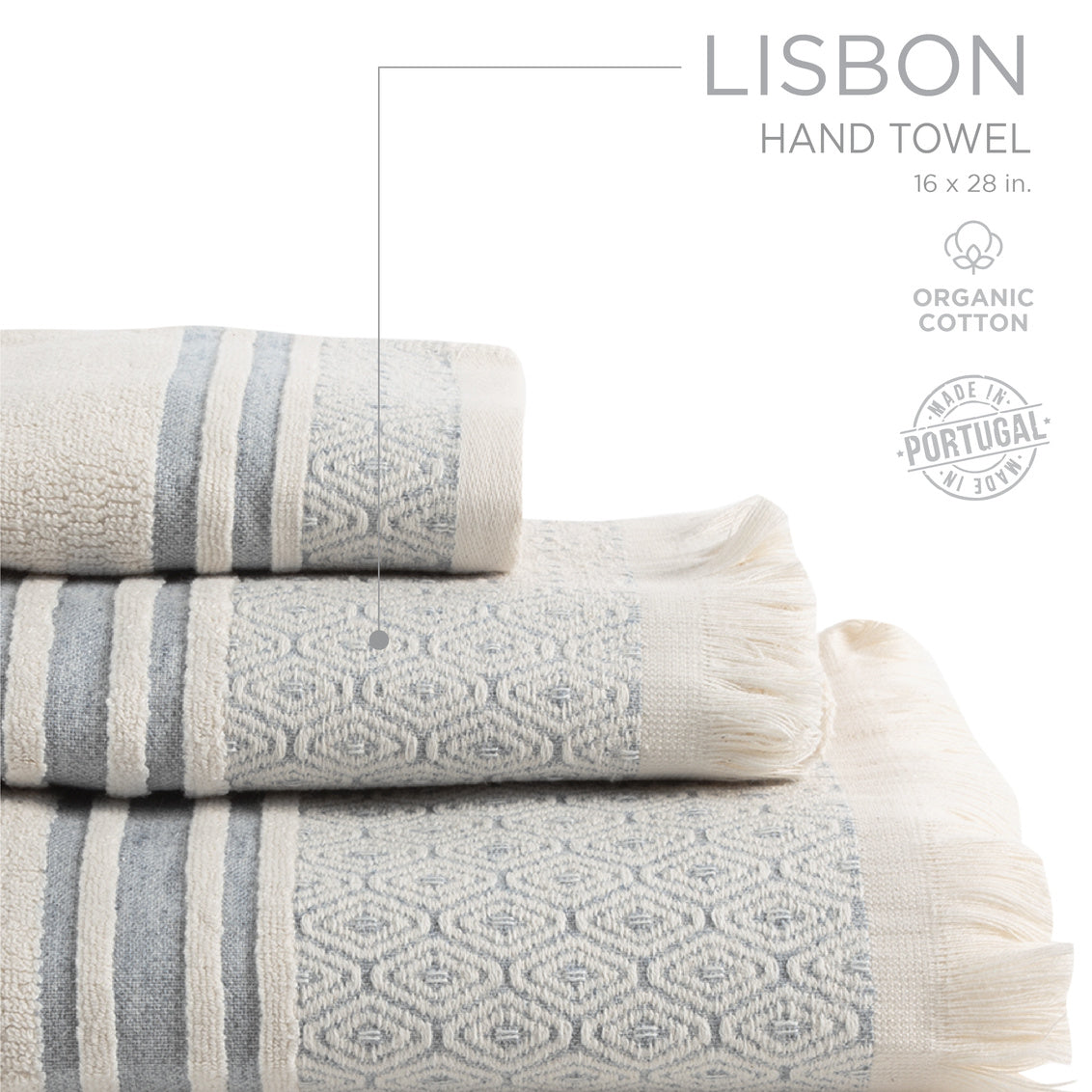 Lisbon Hand Towel Grey- Natural