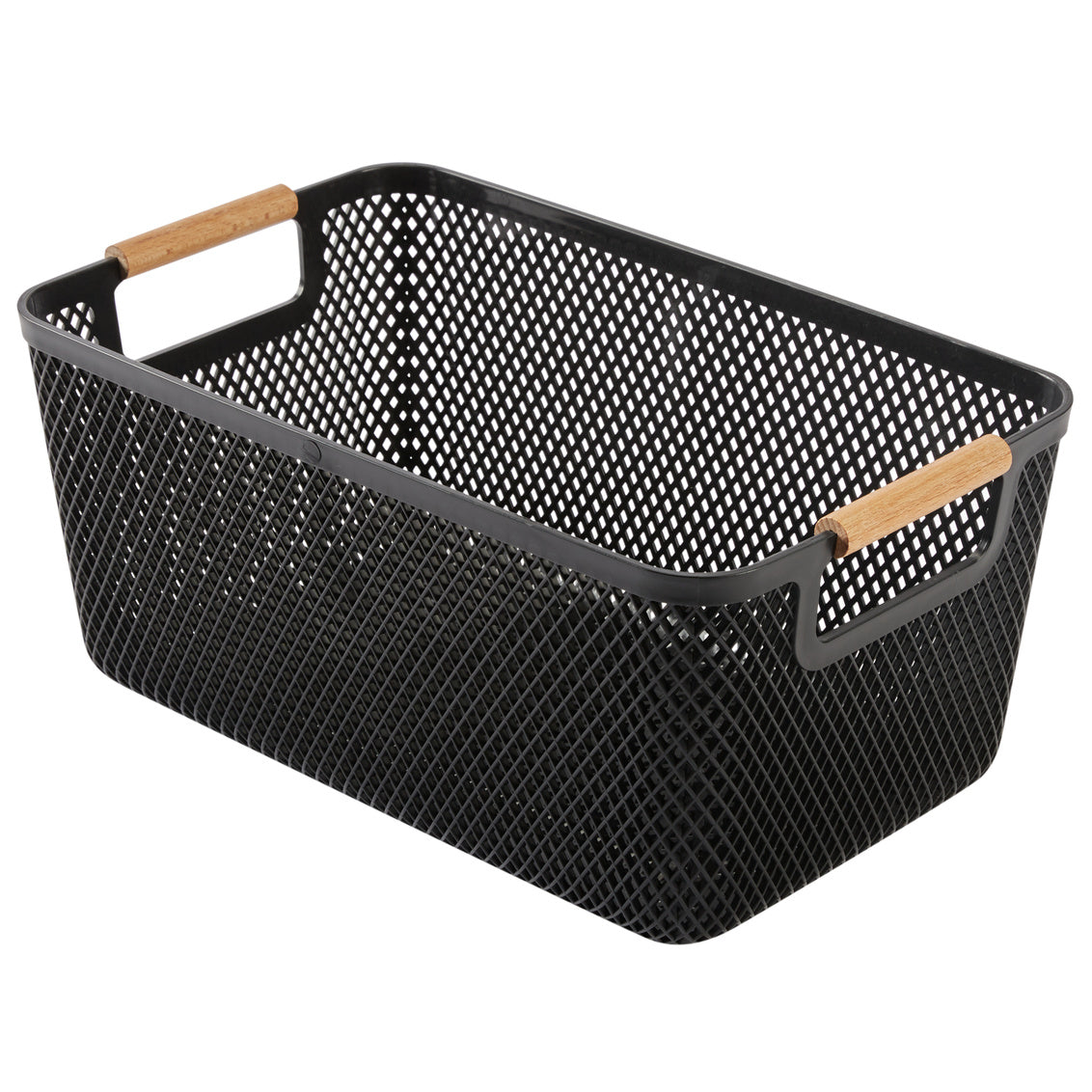 N&T Malla PP Basket with Wooden Handle Black Large