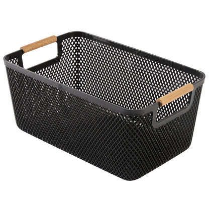 N&T Malla PP Basket with Wooden Handle Black Large