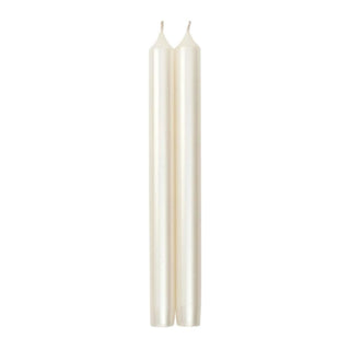 Straight Taper 10" Candles in White Pearlescent - Set of 2