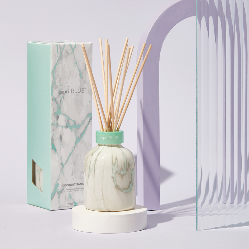 Coconut Santal Modern Marble Petite Reed Diffuser, 5.7 fl oz