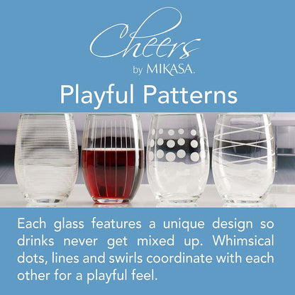 Cheers® Set of 4 Stemless Wine Glasses