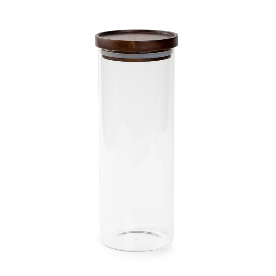 Acacia Lid & Glass Canister - Dark Stain - Large