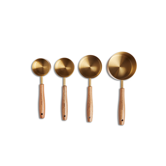 4pc Classic Acacia Handle Gold Measuring Cups