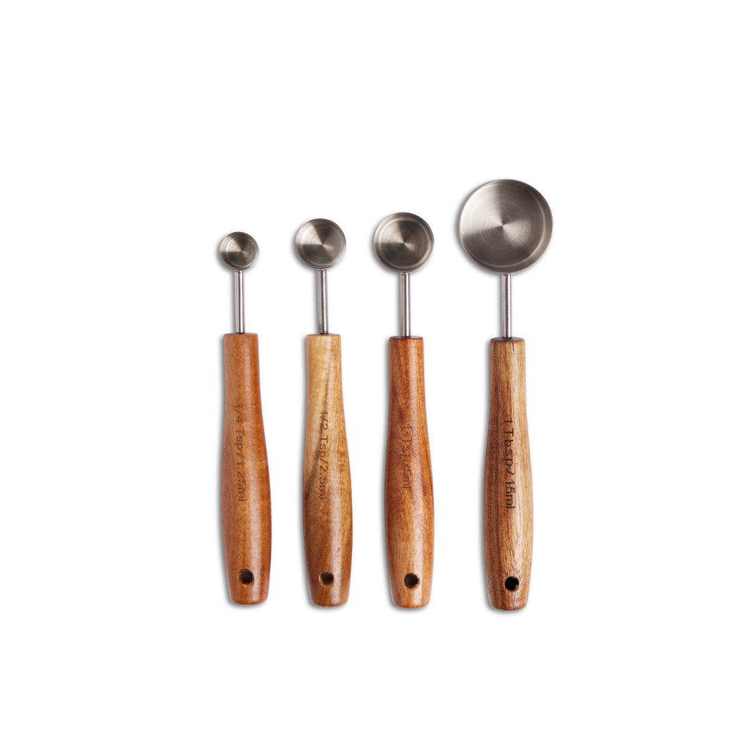 4pc Classic Acacia Handle Measuring Spoons