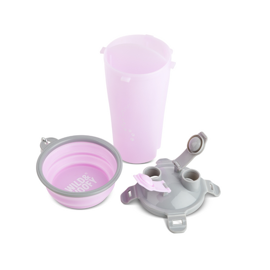 2pc Pet Travel Bottle & Bowl - Lilac