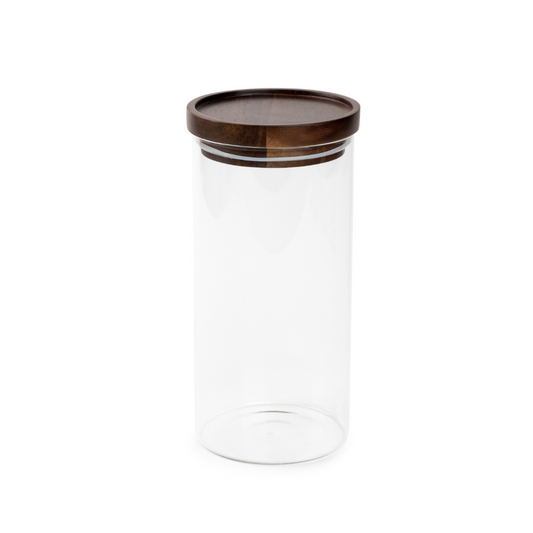 Acacia Lid & Glass Canister - Dark Stain - Medium