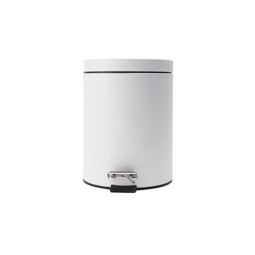 5L Metal Step Waste Bin - White