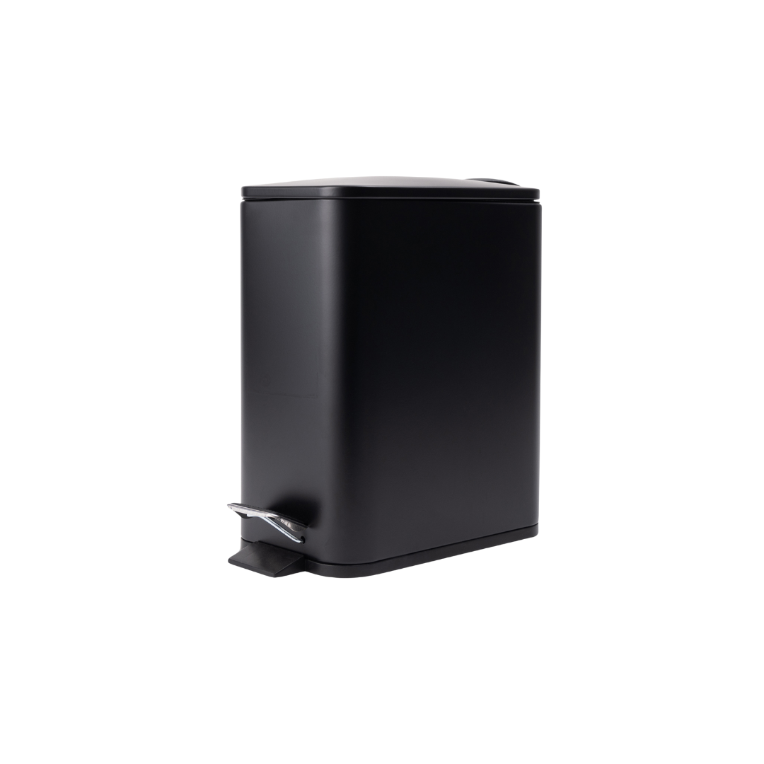 5L Metal Rectangle Step Bin - Black