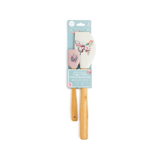 2pc B&S Ptd Spatula Lg/Mini - Pink Butterflies