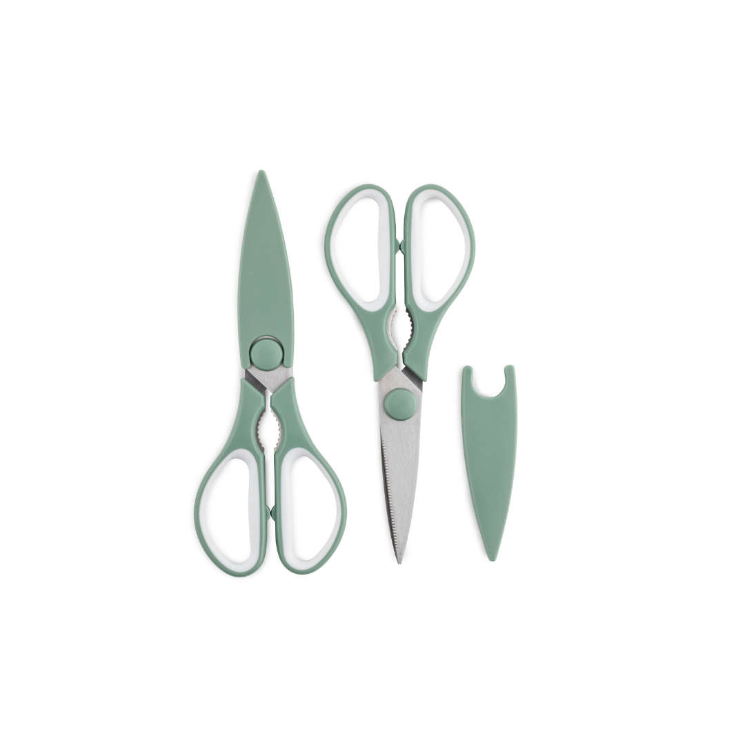 Set of 2 Kitchen Shears with Sheaths - Basil