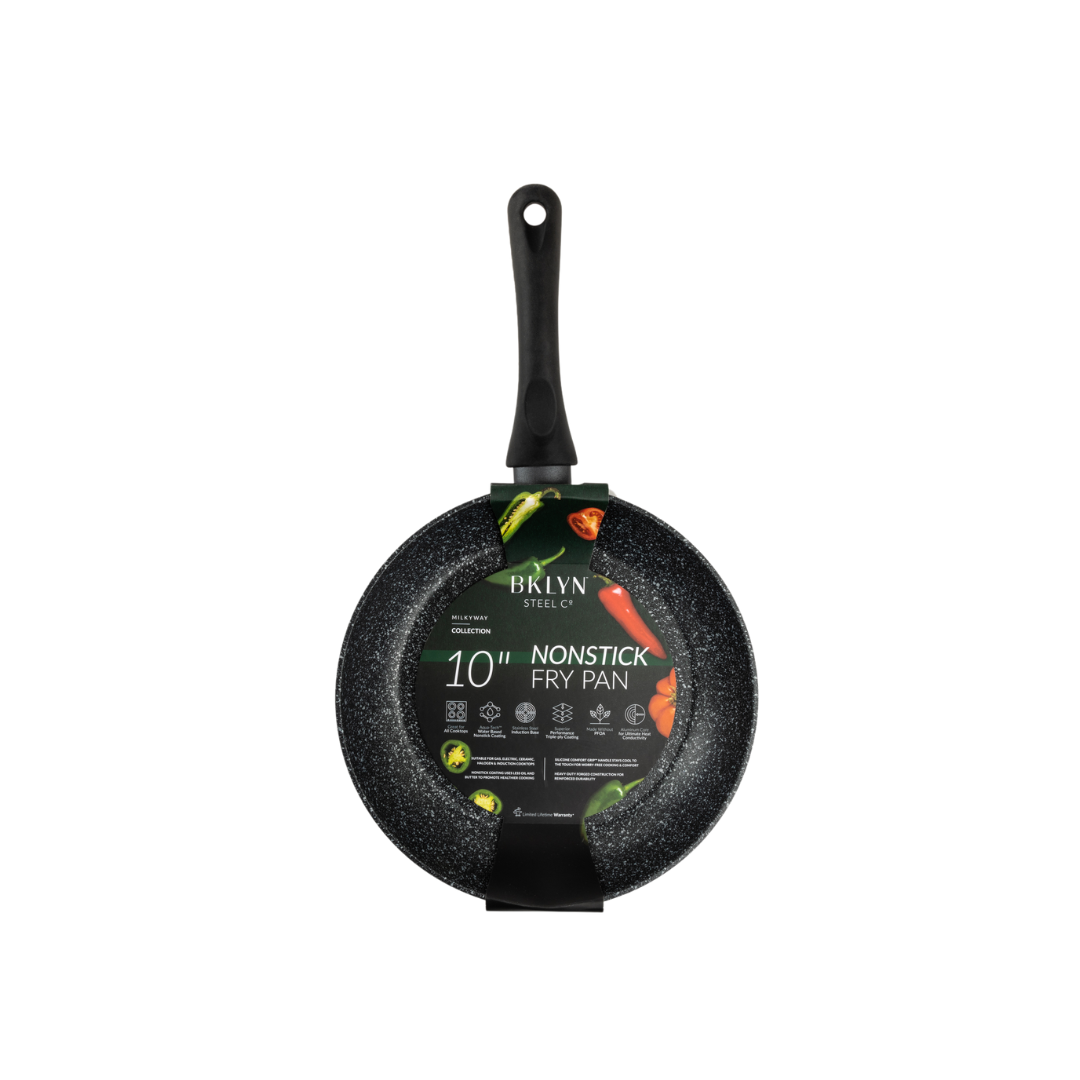 10" Milky Way Aluminum Forged Silicone Handle Frypan - Black