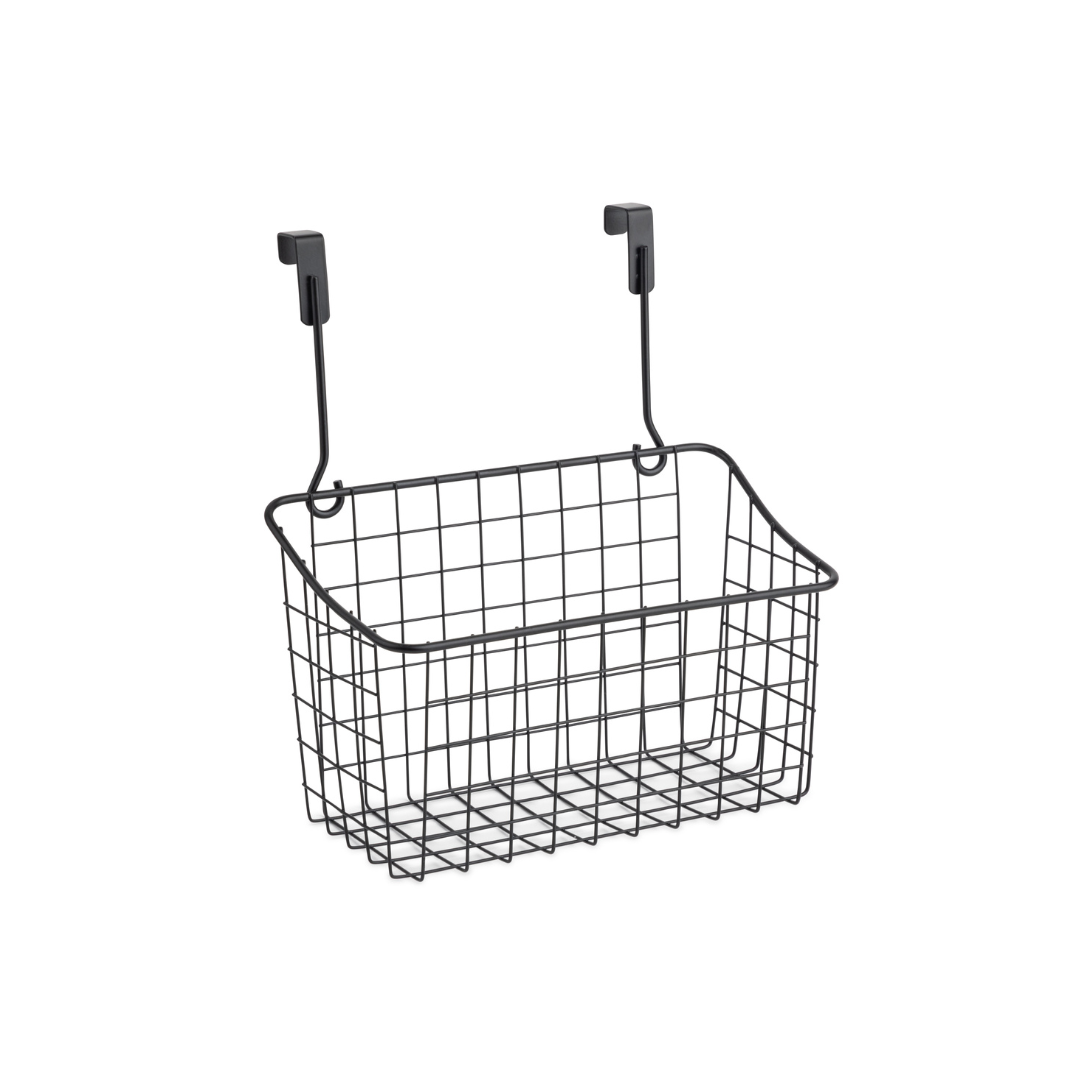 Checkered Wire Over The Cabinet Basket - Medium - Black Powder