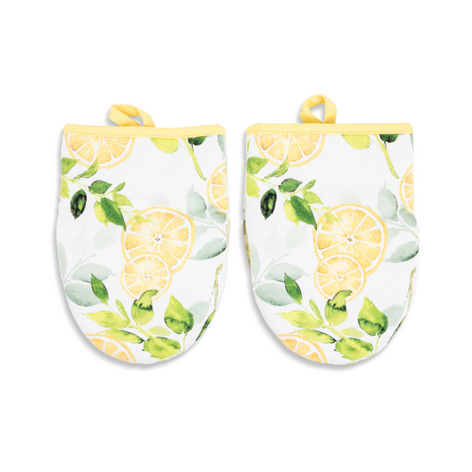 2pc Mini Mitt with Silicon Print - 5.5"x7" - Citrus Lemons