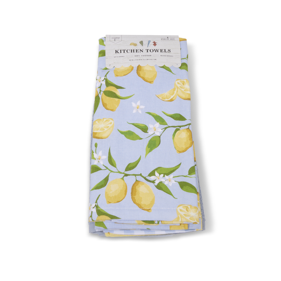 4pk Fouta Towel - 2 Print, 2 Waffle - Sky Lemons