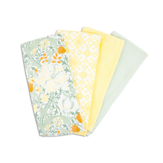 4pk Fouta Towel - 2 Print, 1 Ribbed Terry, 1 Terry - Floral Mosaic