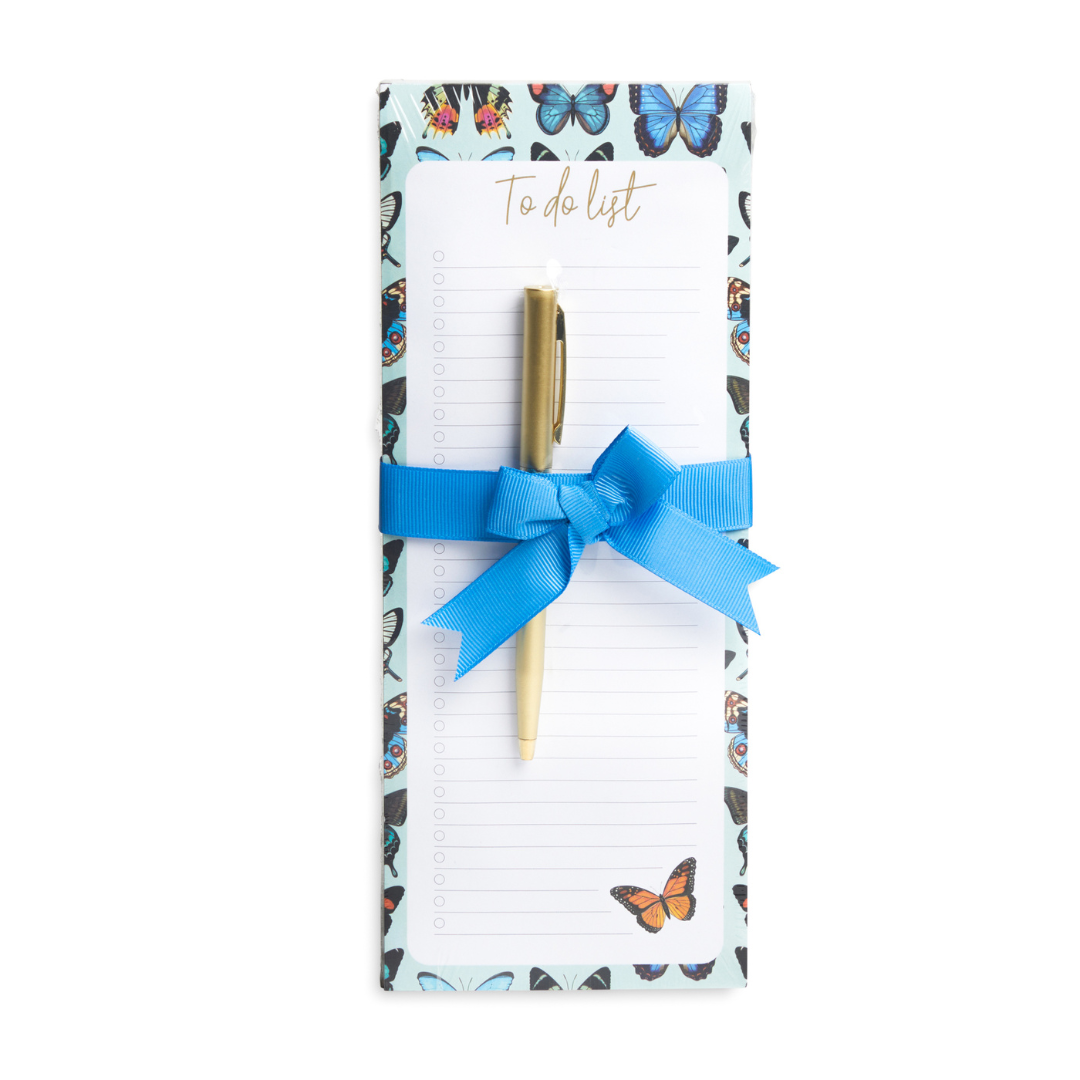 4"x10" List Pad & Pen - Butterfly Blue