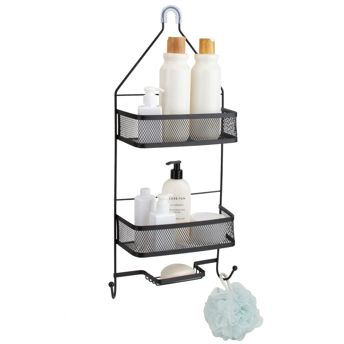 Arise Shower Caddy with Mesh Shelves Matte Black