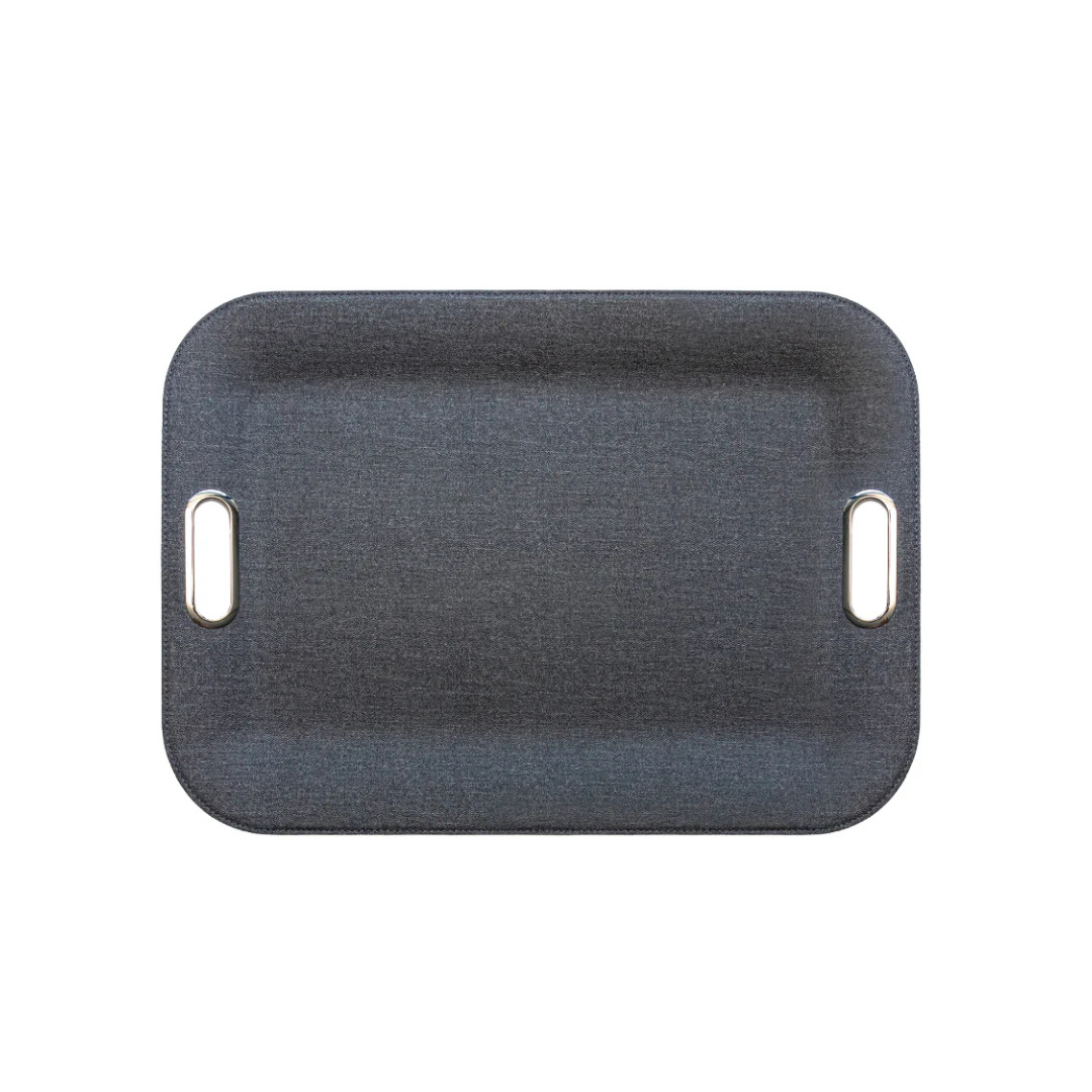 Bandeja grande para servir con asas de metal - Amara Beige