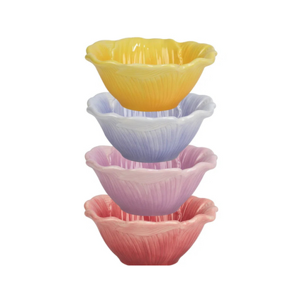 D Floral Ice Cream Bowls 4 asst