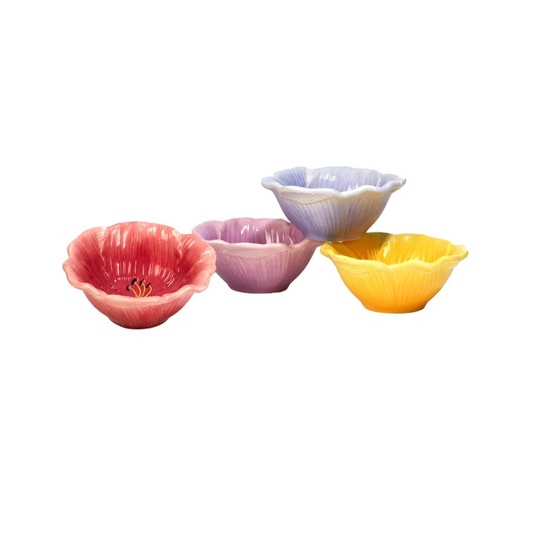 D Floral Ice Cream Bowls 4 asst