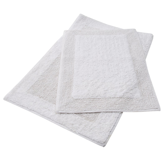 Brighton Bath Mat - Set of 2 100% COTTON - White