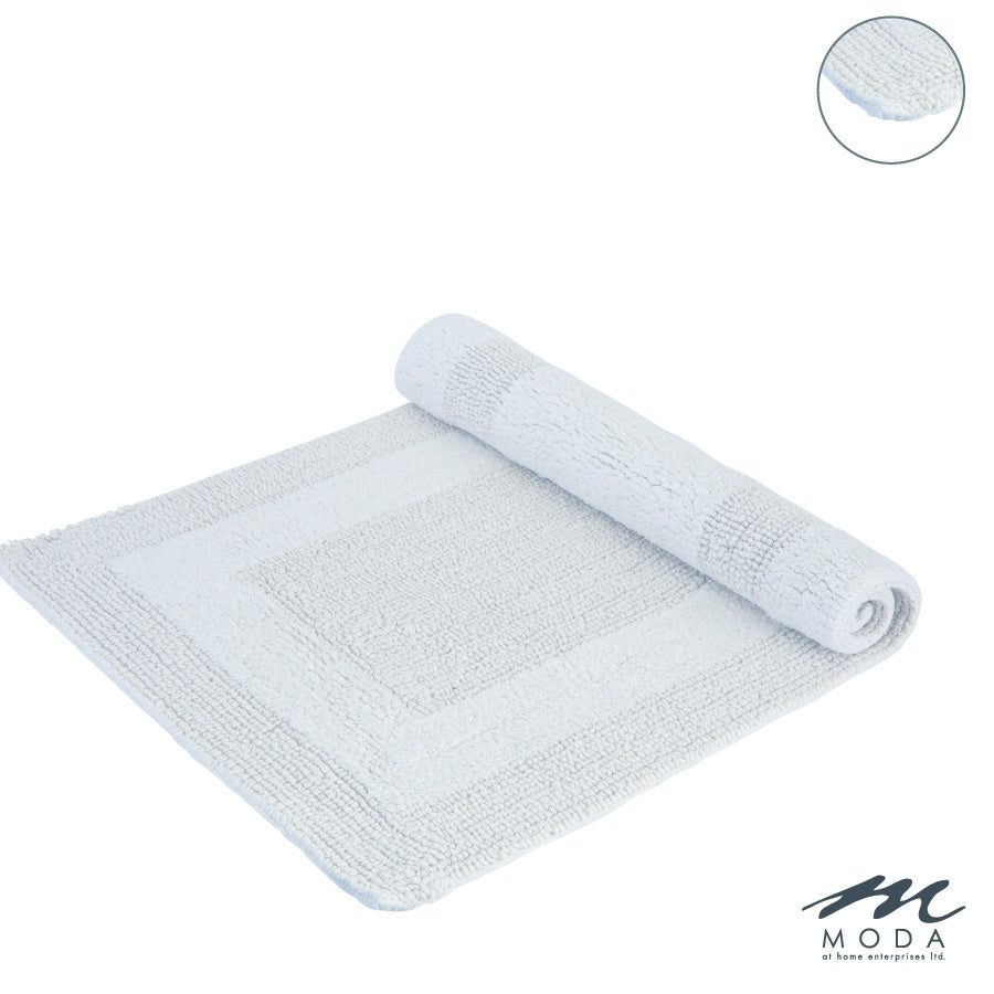 Serenity Bath Mat Reversible 100% Cotton Tufted White 20" X 32"