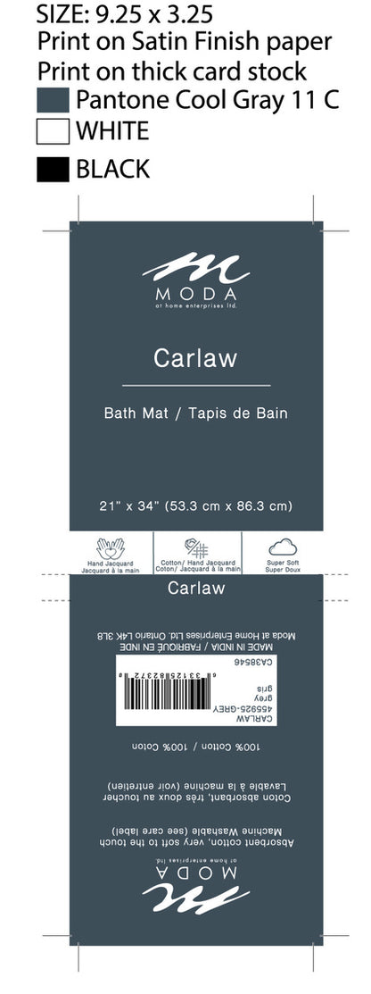 Carlaw Bath Mat Tasseled 100% Cotton Light Grey 21"X 34"