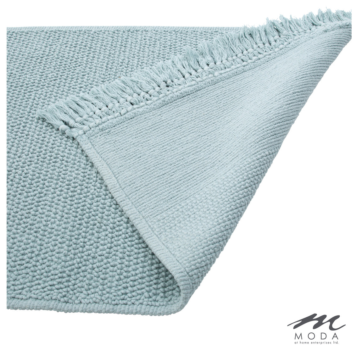Carlaw Bath Mat Tasseled 100% Cotton Light Blue 21"X 34"