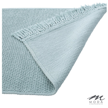 Carlaw Bath Mat Tasseled 100% Cotton Light Blue 21"X 34"
