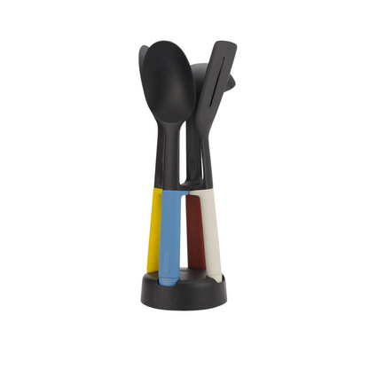 Elevate™ Slim 4-piece Multicolour Utensil Set with Storage Stand