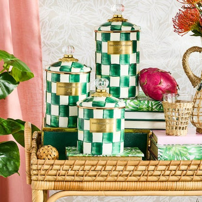 Emerald Check Small Canister