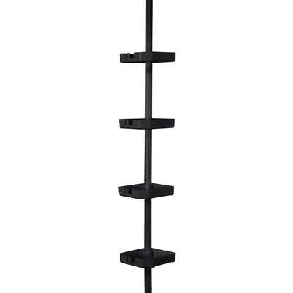 4 Tier Tension Corner Shower Caddy Aluminum Black