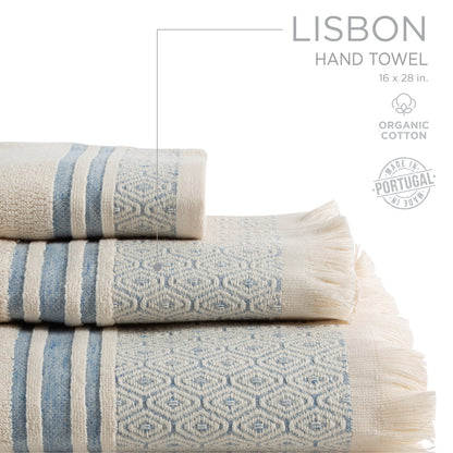 Lisbon Hand Towel - Blue- Natural