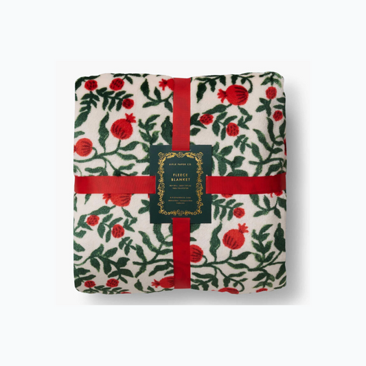 Christmastide Pomegranate Fleece Blanket