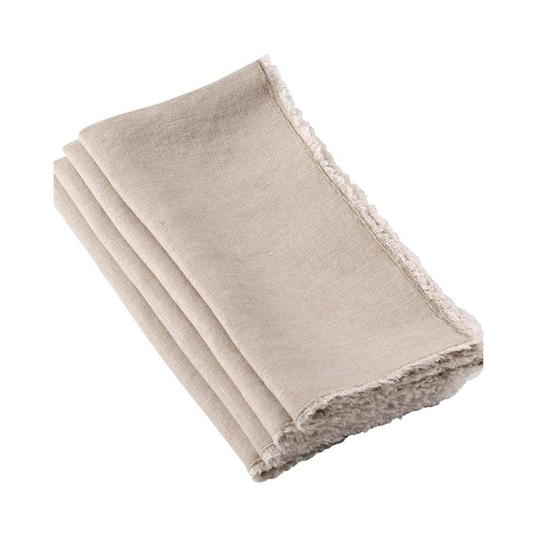 Fringed Design Stone Washed Napkin Natural 20"