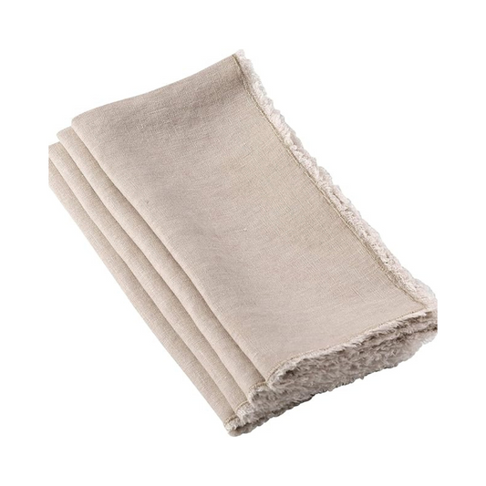 Fringed Design Stone Washed Napkin Natural 20"