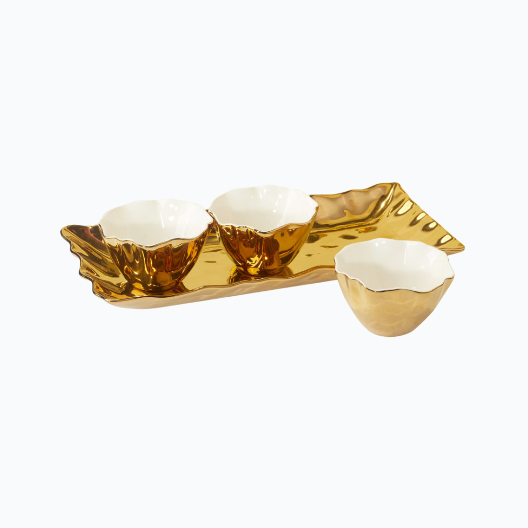 Gold Coast 4pc Tray and Condiment Bowls 14.25in x 6in