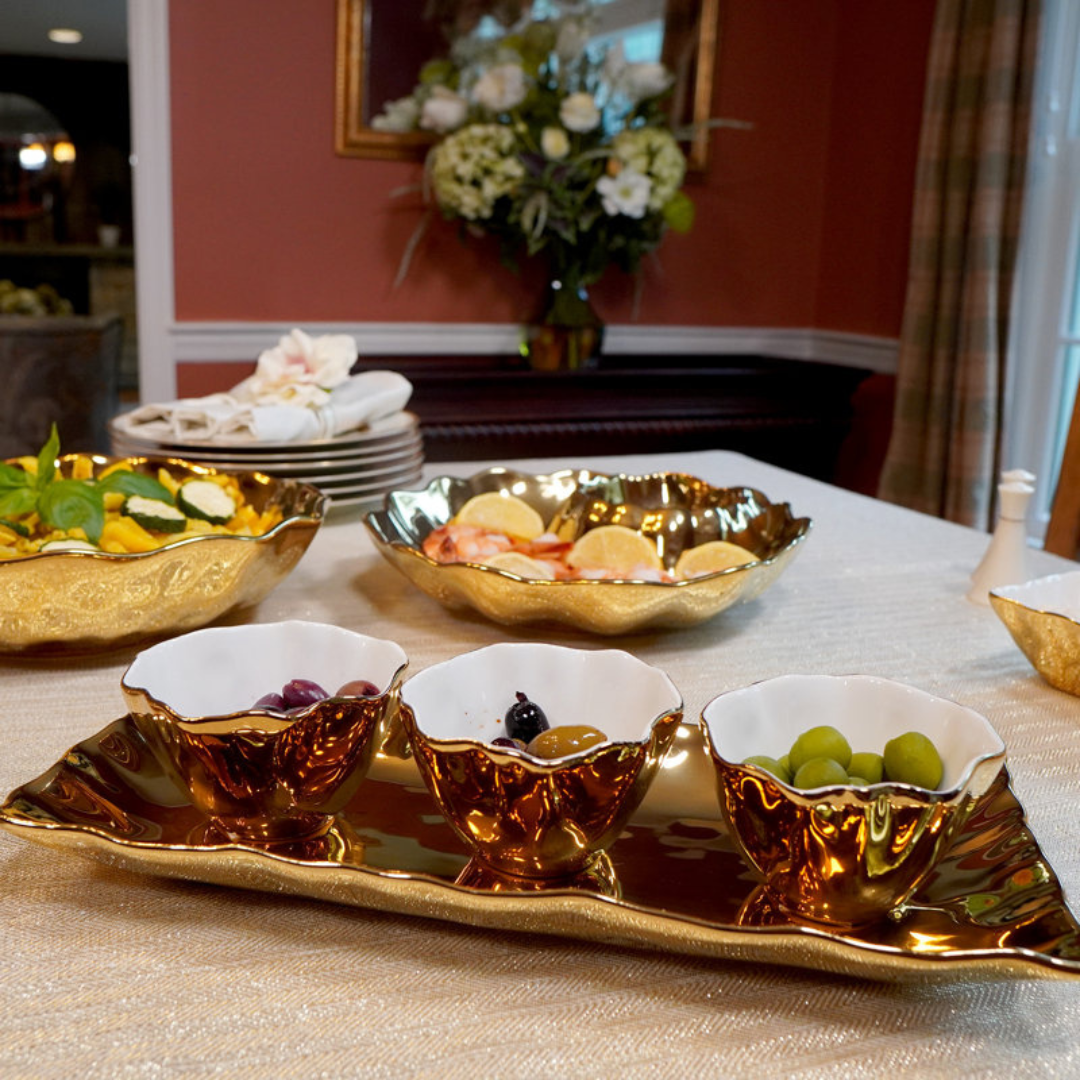 Gold Coast 4pc Tray and Condiment Bowls 14.25in x 6in