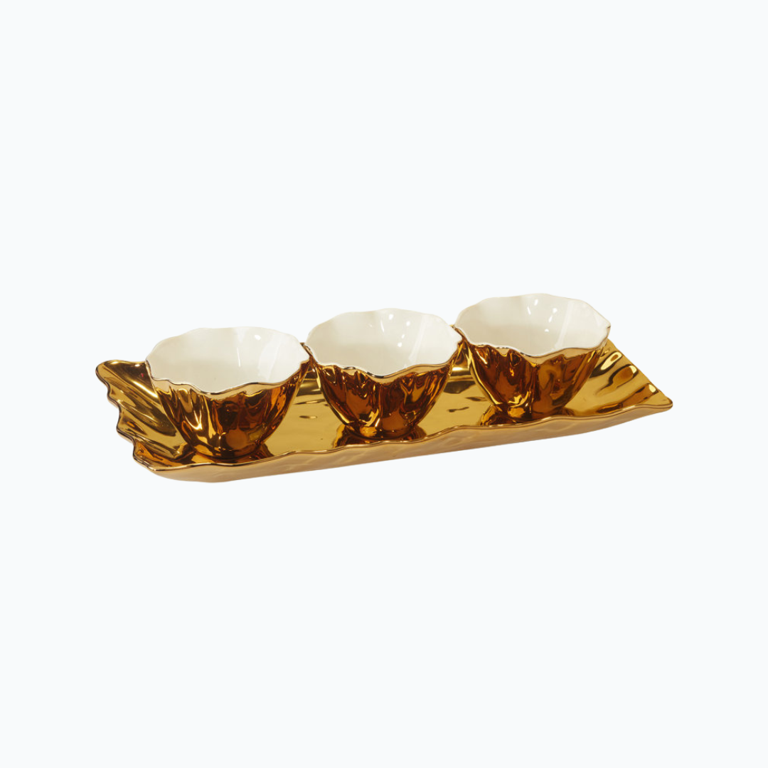 Gold Coast 4pc Tray and Condiment Bowls 14.25in x 6in