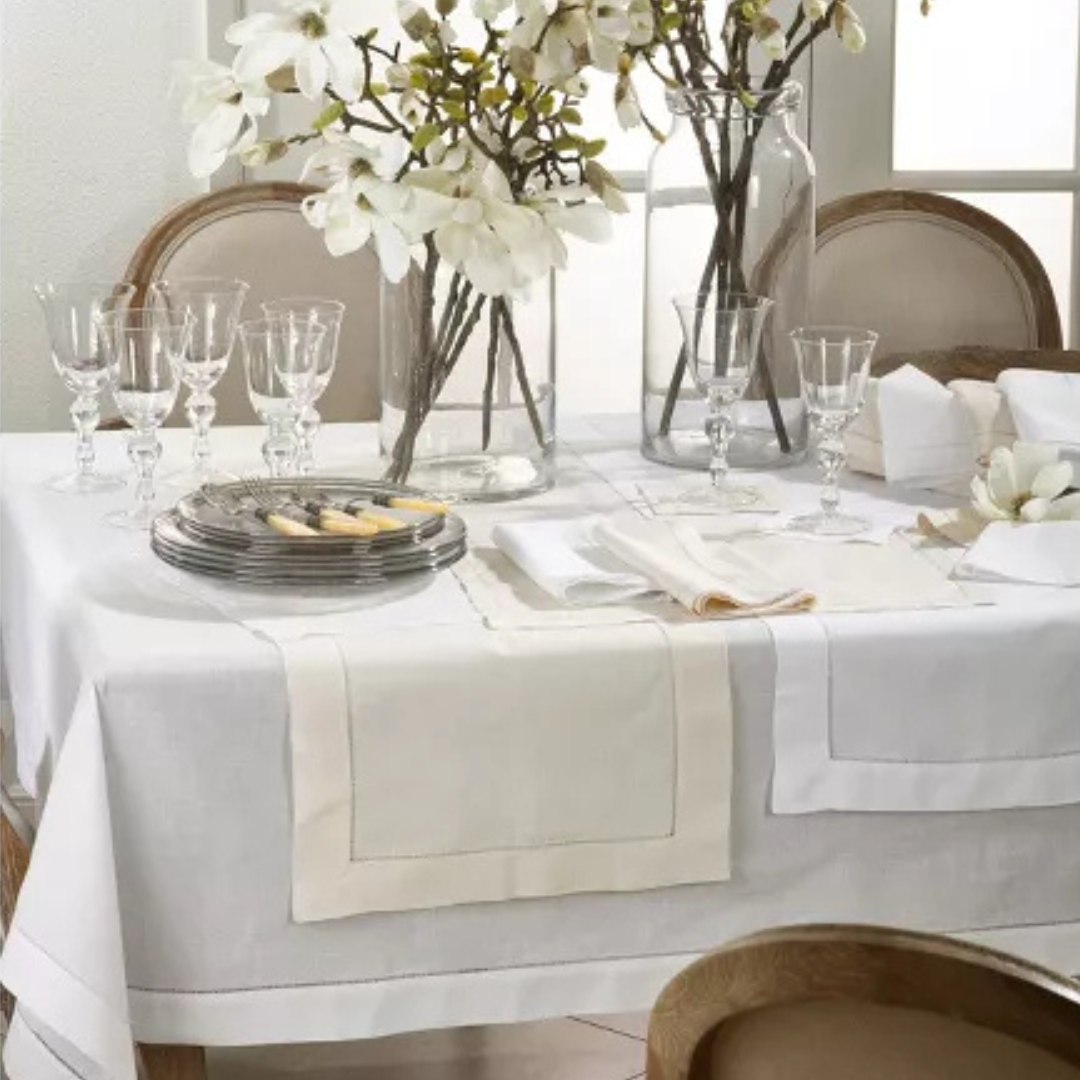 Hemstitched Tablecloth White 65"x120"