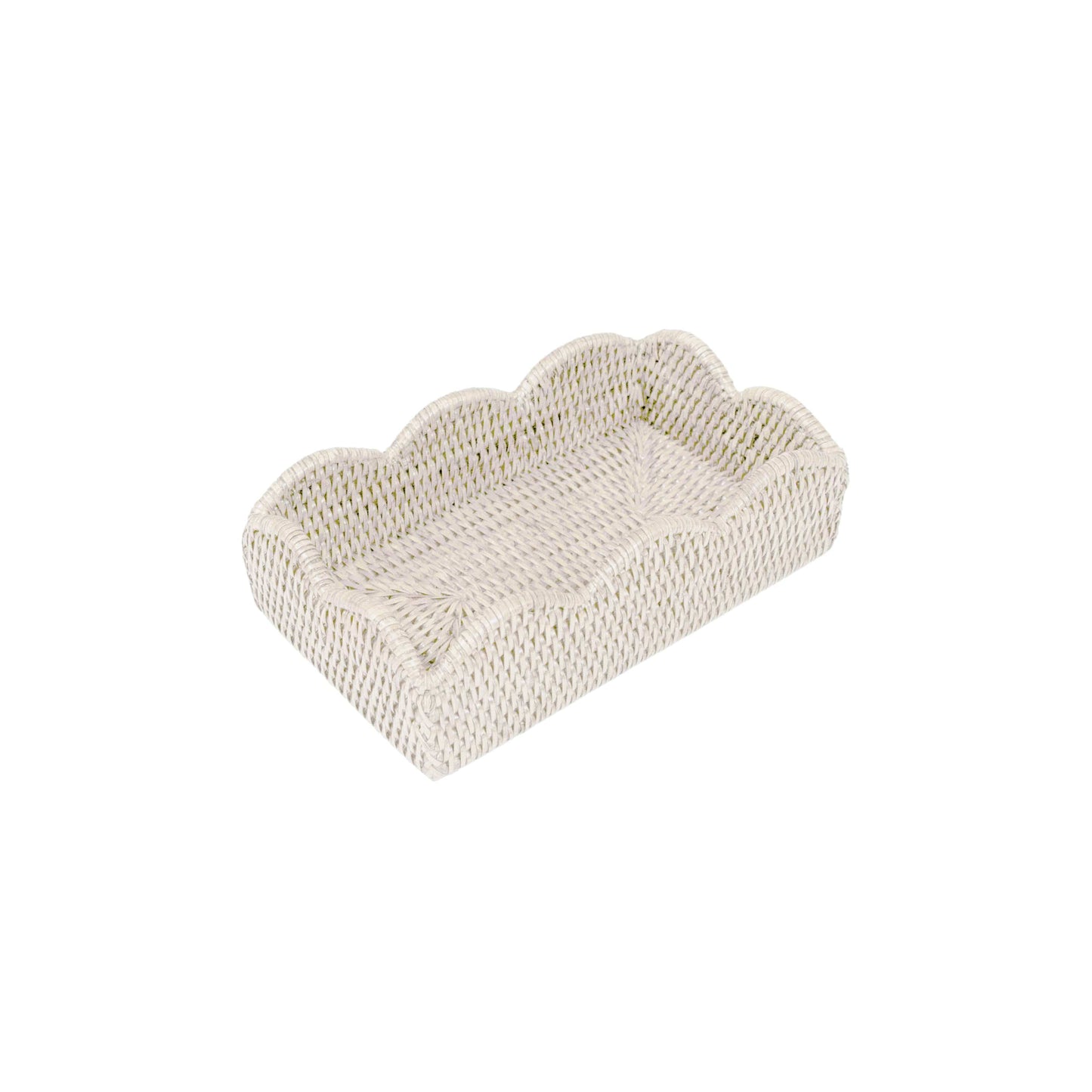 Rattan Scalloped Guest Towel Napkin Holder in Cream
