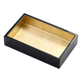 Lacquer Guest Towel Napkin Holder in Black & Gold