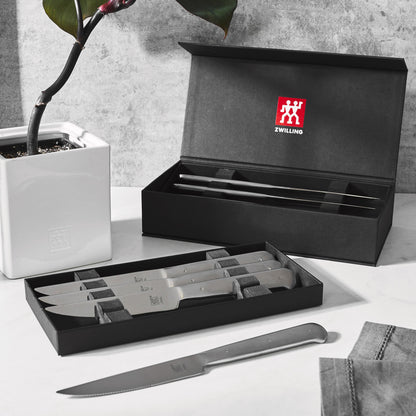 18/10 Stainless Steel Porterhouse Steak Knife Set In Black Presentation Box Set of 8