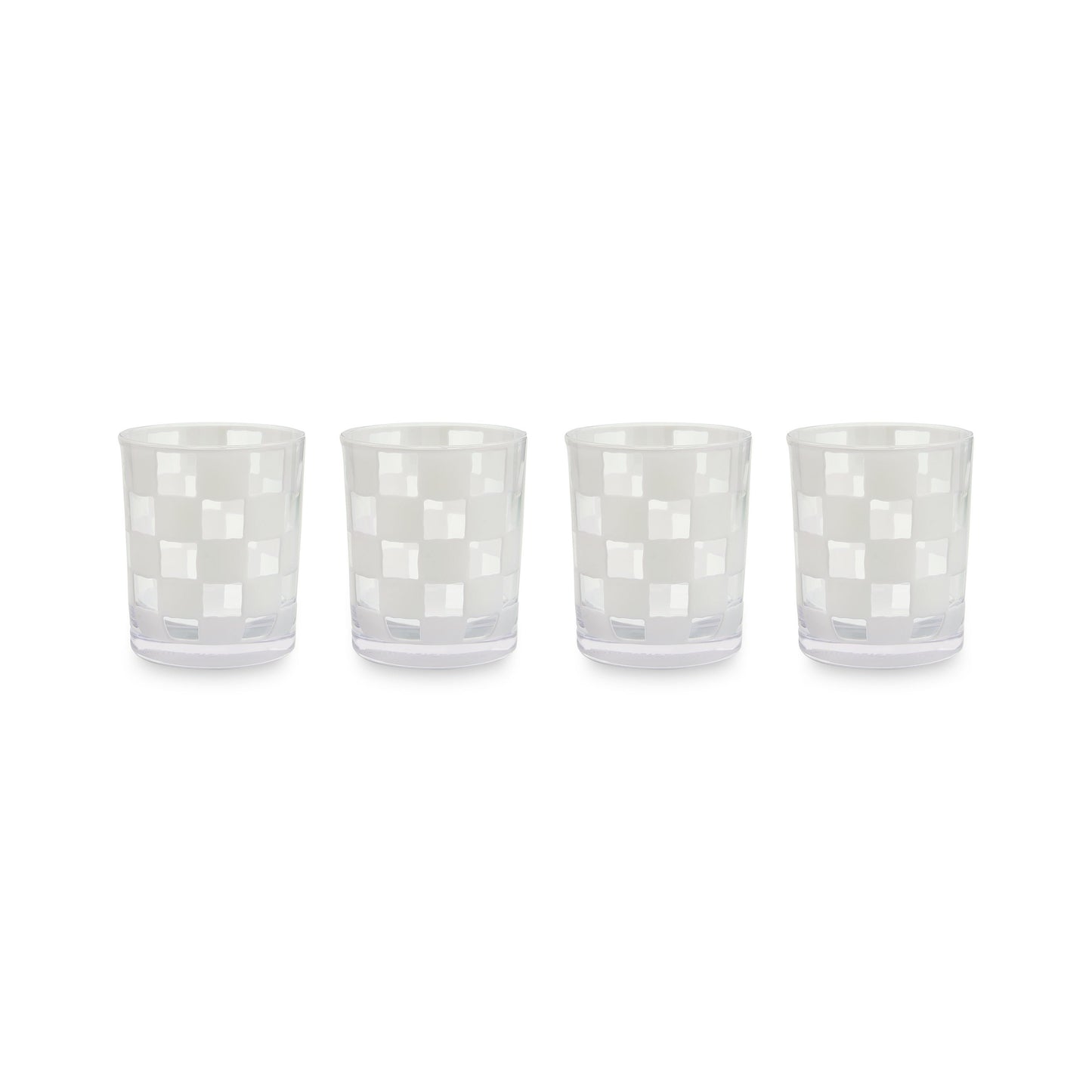 White Check Acrylic Tumblers, Set of 4