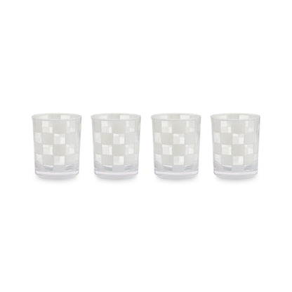 White Check Acrylic Tumblers, Set of 4