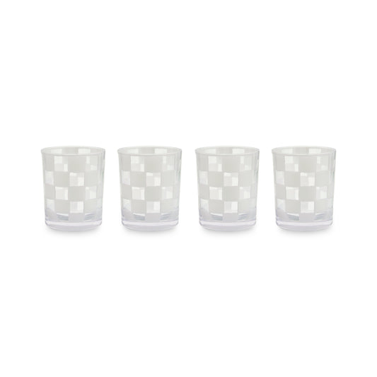 White Check Acrylic Tumblers, Set of 4