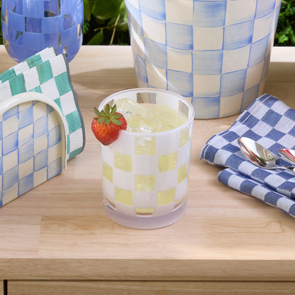 White Check Acrylic Tumblers, Set of 4
