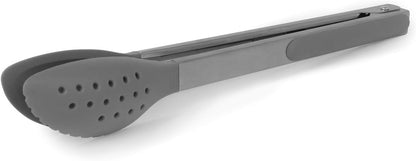Salad Tongs 12" Stainless W/Gray Silicone
