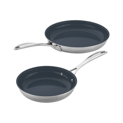 CLAD Stainless Steel Ceramic Coating, Non-stick, Frying Pan Set of 2